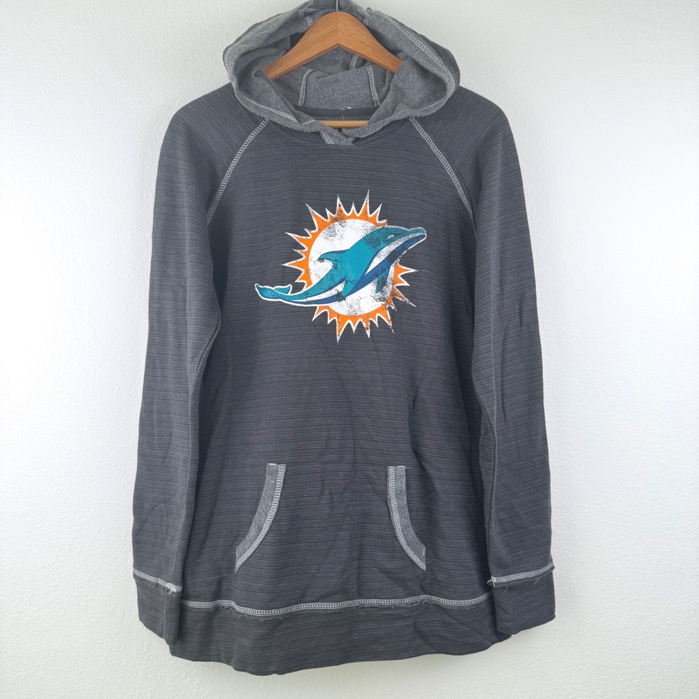 NFL Team Apparel Miami Dolphins Hoodie Womens XL Gray New Casual Athleisure